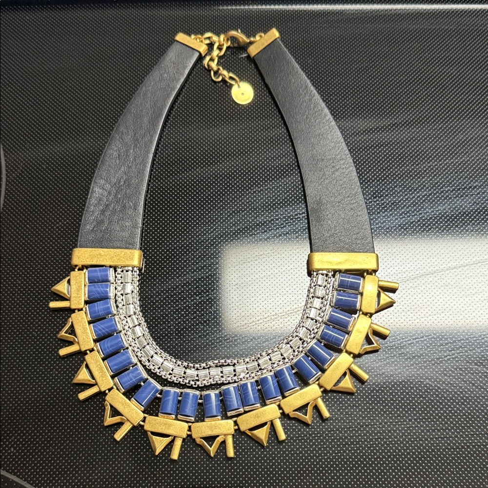 Stella & Dot Gold and Blue Statement Necklace
